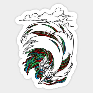 Boy surfing on waves Sticker